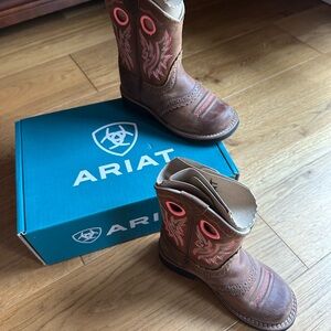Ariat Tan Boots with Pink Embroidery